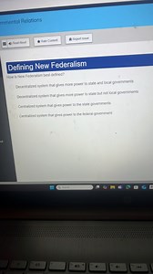 How is New Federalism best defined?Decentralized system that ... | Filo