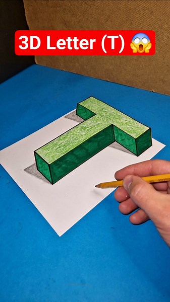 Amazing 3D Letter (T) Real Illusion On Paper 😱 #3dart #3ddrawing #drawingtutorial #paperart #easy3d