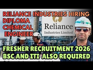 Diploma chemical Vacancy in Reliance| Career in Reliance Industries| Diploma recruitment in Reliance