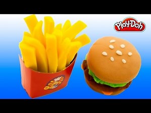 Play-Doh Burger and Fries Play Doh How To Make a Hamburger & French Fries Playdough