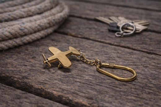 Vintage Brass Airplane Keychain – Rustic Aviation Inspired Keyring - Etsy