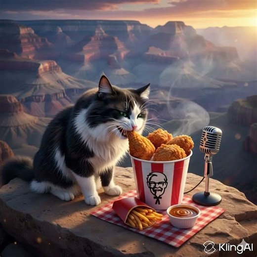 “KFC + Cat + Grand Canyon = Viral Moment”#GrandCanyon#cat #FriedChicken
