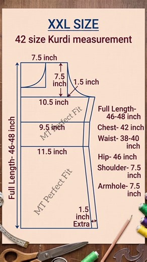 ⚡How to Draft 42/XXL Size Kurti Pattern Accurately #shorts #shortsfeed #youtubeshorts