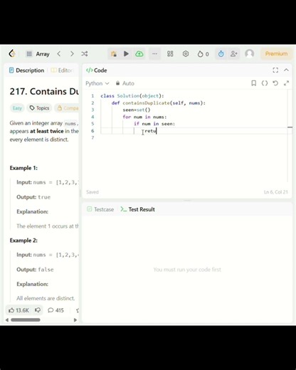 LeetCode 217 | Contains Duplicate | Easy | HashSet Explained | Python #coding #python #programming