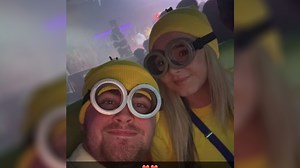 Luke Littler and girlfriend Faith cosy up together while dressed as Minions