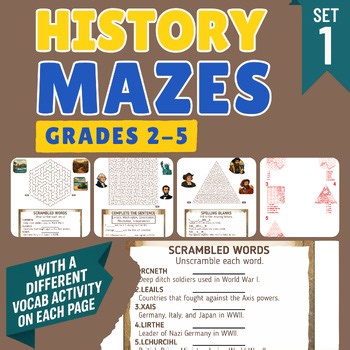 History Mazes Set 1 Ancient Civilizations World Wars 2nd 3rd 4th 5th Grade