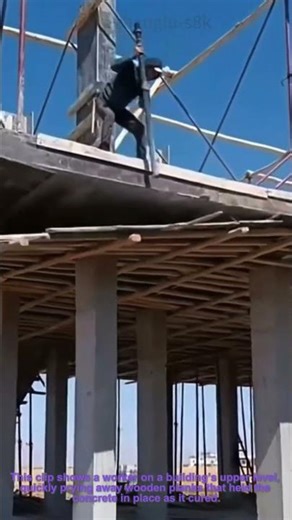 Concrete Formwork Removal: Worker Stripping Wooden Forms Fast