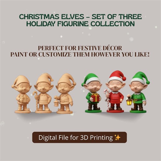 Christmas Elves Trio 3D Print File | Santa's Helper Elf Figurines | Festive Table Decor & Gift - Etsy
