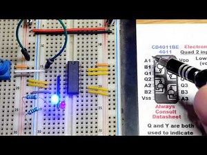 4011 CMOS Quad NAND Gate IC Integrated Circuit demonstration