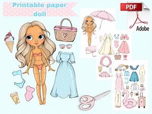 Printable Paper Doll Summer Blythe With Clothes - Digital PDF, Girly Busy Book Activity, Dress up Cut Out Doll, Fashion Girl Template, DIY - Etsy