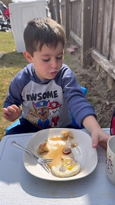 4.7K views · 273 reactions | Part 2: My 5 year old cooking outside on his miniature wood stove  #cooking #outdoors #woodstove #castiron #lethimcook #eggs #sausage #pancakes #howto #food | Buildadadgarage | Facebook
