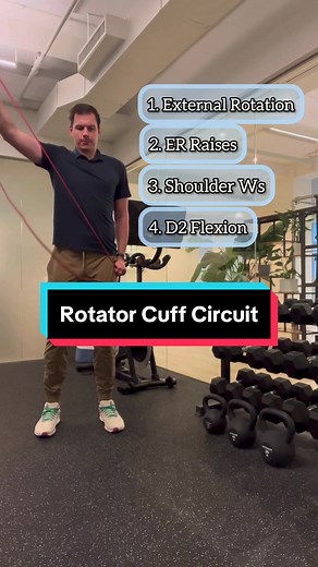 This has been my rotator cuff circuit for years and its not only worked great for myself but also plenty of patients along the way. If you need a stronger and more active rotator cuff give it a go! #physicaltherapy #baseballboys #shoulderpain