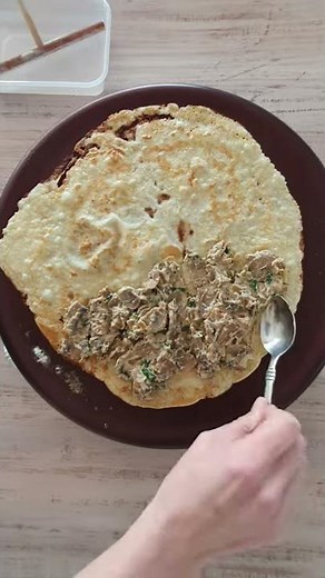 Savoury Pancakes with mushroom & 3 cheese.