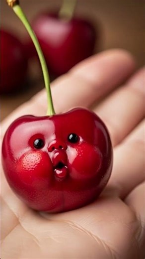 Watch the cutest cherry ever! 🍒 Tiny bites • Big smiles