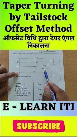Taper Turning by Tailstock Offset Method | #taperturning | #shorts