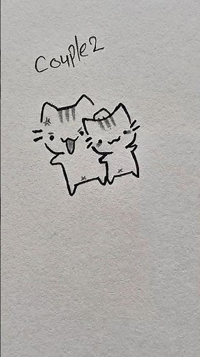 How to draw a cute cat couple ✨ #art #drawing #cat #howtodraw #tutorial