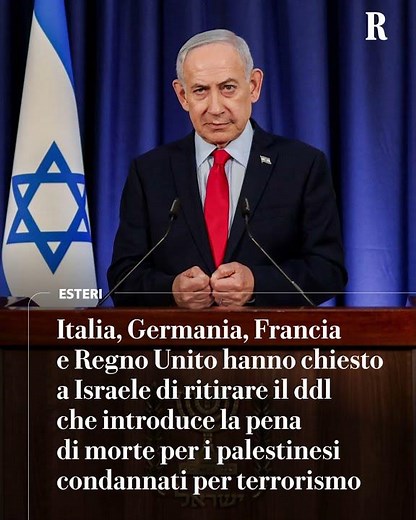 Quattro Paesi chiedono a Israele il ritiro del ddl sulla pena di morte per palestinesi