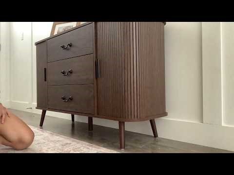 Azaeahom 47" Buffet Sideboard Cabinet – Walnut Storage Console Table with Sliding Barn Door