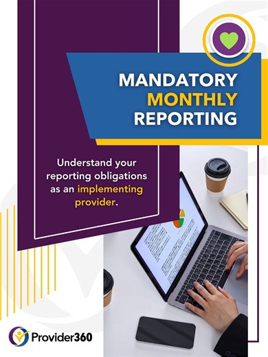 Provider360 | Expert NDIS Registration & Compliance Support on Instagram: "🧾 Monthly reporting isn’t optional — it’s a compliance requirement for Implementing Providers under the NDIS. Implementing providers are NDIS providers who, in the course of delivering NDIS supports, implement Behaviour Support Plans (BSP) and/or use Regulated Restrictive Practices (RRP). Implementing providers: ✅ Registered with the NDIS Commission for the support you provide ✅ Audited to Module 2A – Implementing Behavi