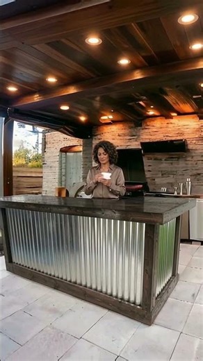 Straight Bar - Wood & Galvanized Metal