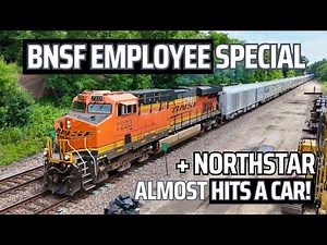 BNSF Employee Special, Train ALMOST hitting a CAR, train ride, and more!