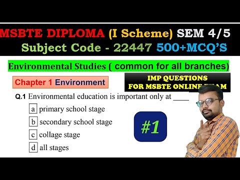 msbte environmental studies (22447) IMP mcqs for msbte online Exam | Chapter 1 | Environment | 1