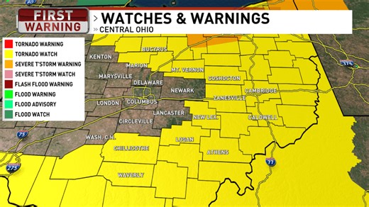 Live radar: Watches, warnings in effect across Central Ohio