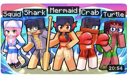 Aphmau 十个朋友在海洋方块上生存