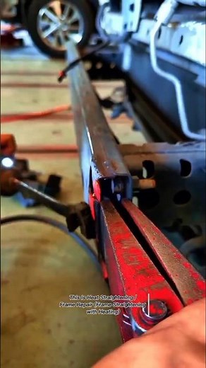 Heat Straightening a Bent Vehicle Frame Using Gas Torch | Automotive Frame Repair Process