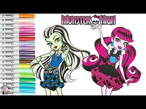Monster High Coloring Book Page Frankie Stein and Draculaura Monster Teenagers | Sprinkled Donuts