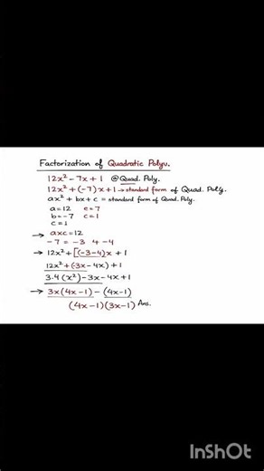 Step-by-Step Factorization of Quadratic Polynomial