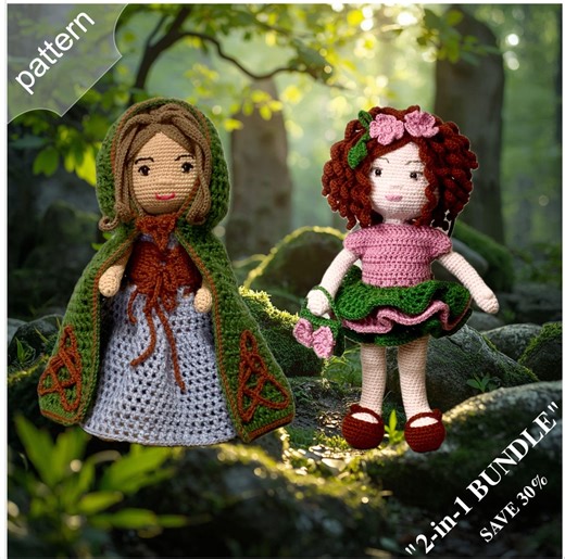 Doll Crochet Pattern Bundle: Erin the Celtic Spirit & Adele the Flower Fairy - Etsy