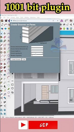 Easy way to create wall groove in #sketchup #beginners #design #civil #shorts #trending #tips