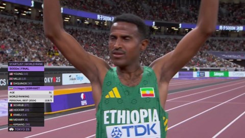 Hocker wins men's 5000m final for worlds gold