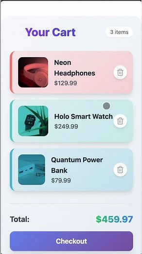 React Animated Cart UI with Frame Motion | Clean Design & Interactive Experience