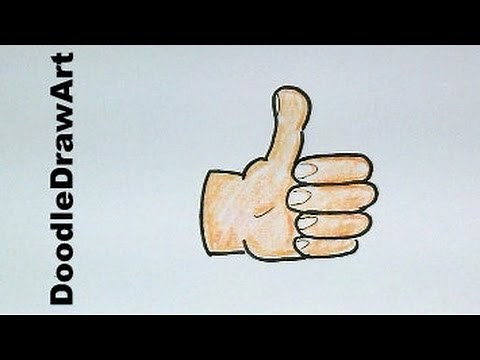 Drawing: How To Draw Cartoon Thumbs Up - Step by Step - Emoji style!!