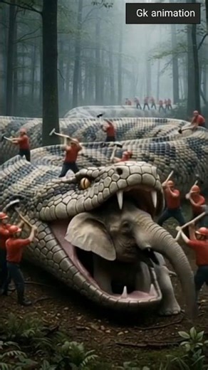 rescue elephant from giant snake #shorts #animals #funny