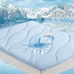 Waterproof Cooling Mattress Pad California King, Cooling Mattress Protector for Hot Sleepers, 5-Layers Noiseless Washable Mattress Cover with 8"-21" Deep Pocket (Light Blue, 72x84)