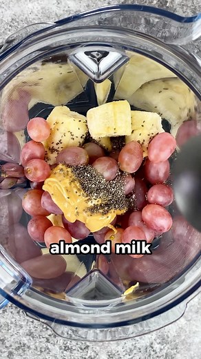 The Smoothie Guy on Instagram: "Join the 21-day Smoothie Diet challenge today and get more AMAZING smoothie recipes like this! 😋 Lose weight, reduce bloating, improve skin, increase energy levels and feel your best! 💚 Visit my website 🔗 to learn more. Recipe: - 1 frozen banana - 1 cup grapes - 2 tbsp peanut butter - 1 tbsp chia seeds - 1 cup unsweetened almond milk Total calories: 480 C: 66g | P: 13g | F: 23g | Fiber: 11.9g #smoothierecipe #weightloss #nutrition #healthyrecipe #pbj"