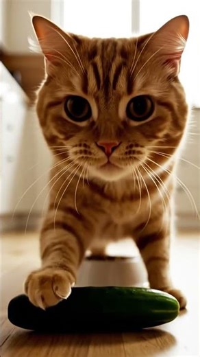 "Cat vs Cucumber 🐱🥒 His Reaction is PRICELESS! (Watch Until End)" #shorts #catvideos