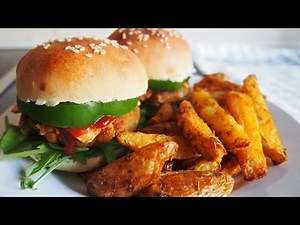 Vegan Cheeseburger Recipe from Scratch: Burger Bun, Chickpea Cheese, Veggie Patty, Baked Fries