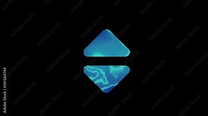 The symbol sort is assembled from small balls. Then it shimmers with blue. It crumbles and disappears. In - Out loop. Alpha channel