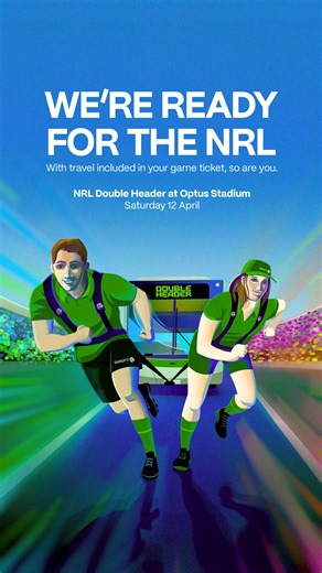 Headed to the NRL Double Header at Optus Stadium on Saturday 12 April? Transperth travel is included in your ticket. Plan your journey using the Transperth app or our online JourneyPlanner. | Transperth