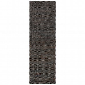 SAFAVIEH Natural Fiber Henrika Braided Runner Rug, Charcoal, 2'3" x 6'