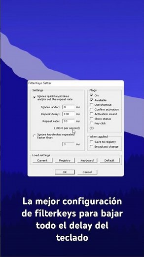 Mejor configuración de filterkeys para bajar el delay del teclado en FORTNITE 🔧