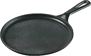 Lodge Cast Iron Griddle – 10.5 Inch Round Pre-Seasoned Griddle Pan for Pancakes, Tortillas, and More – Induction, Grill, Oven & Campfire Compatible – Made in USA, Non-Toxic, PFAS-Free