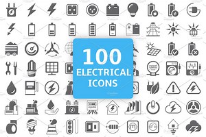 100 Electrical Icons Set, an Icon by Designfour