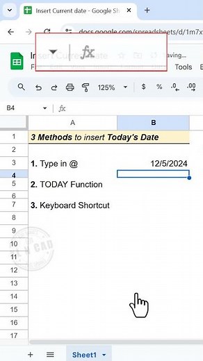 Current date in Google Sheets