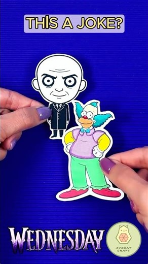 Simpsons & Wednesday Mashup Challenge! Uncle Fester and Krusty Clown #diy #papercraft #shorts