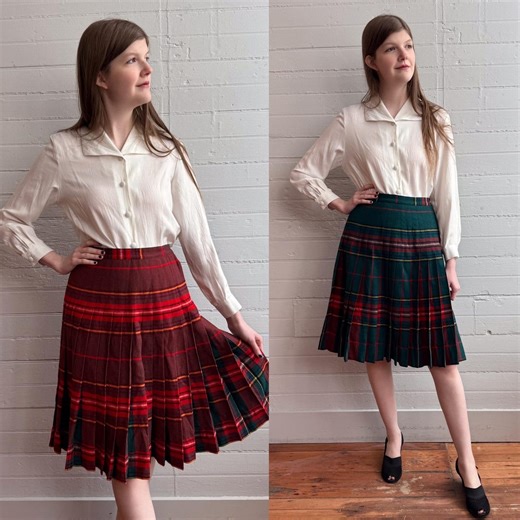 1960s 60s Pendleton Reversible Wool Pleated Midi Skirt - S/M - Etsy